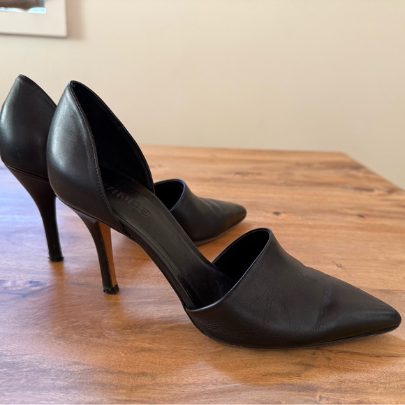 Classic Vince D’Orsay Matte Black Leather Pumps - 7.5 / 38 - Picture 2 of 5